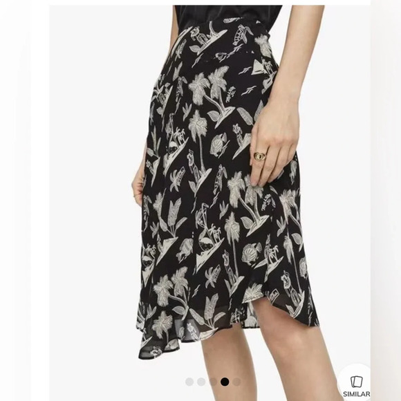 Scotch & Soda Black Tropical Print A-Line Skirt Size Small Asymmetrical P48 - Picture 1 of 8